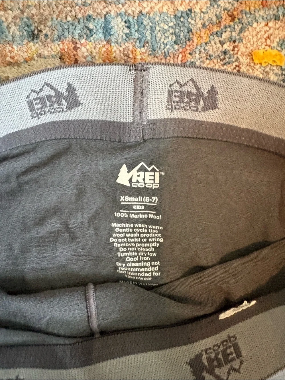 REI Kids Lightweight Grey Base Layer Leggings